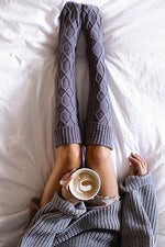 Nikkimoda Cable Knit Over Knee Leg Warmers
