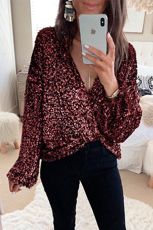 Nikkimoda Open Front Casual Sequin Shirt