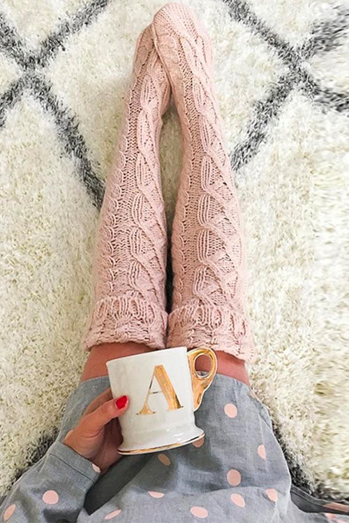 Nikkimoda Cable Knit Knee-High Winter Stockings