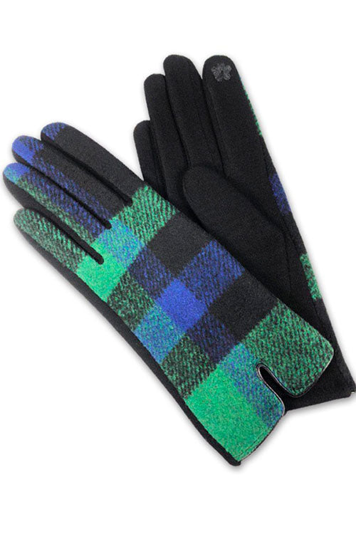 Nikkimoda Touchscreen Color Block Plaid Gloves