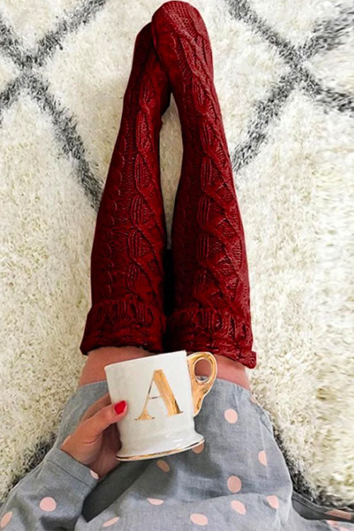 Nikkimoda Cable Knit Knee-High Winter Stockings