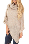 Nikkimoda Turtleneck Buttoned Cloak Cape Sweater