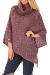 Nikkimoda Turtleneck Buttoned Cloak Cape Sweater