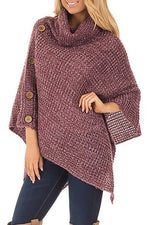 Nikkimoda Turtleneck Buttoned Cloak Cape Sweater