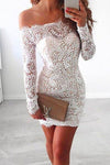 Nikkimoda Fairy Off Shoulder Floral Lace Pencil Dress
