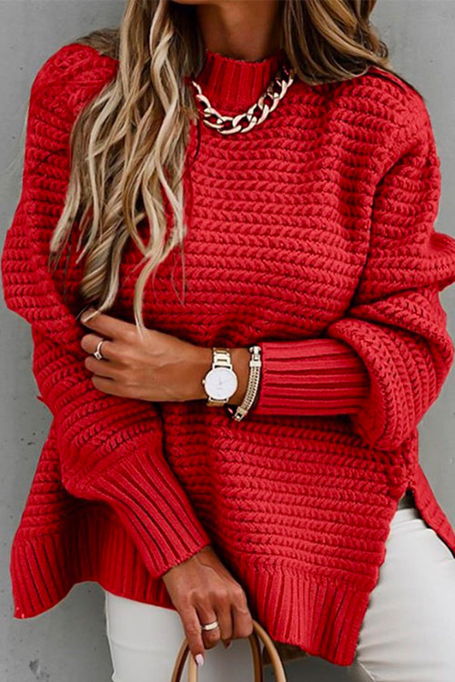 Nikkimoda Mockneck Side Split Loose Sweater