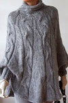 Nikkimoda Elegant Turtleneck Solid Cloak Sweater