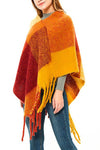 Nikkimoda Rainbow Plaid Tassel Shawl Cloak