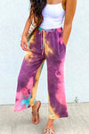 Nikkimoda Tie Dye Wide Leg Drawstring Cropped Pants