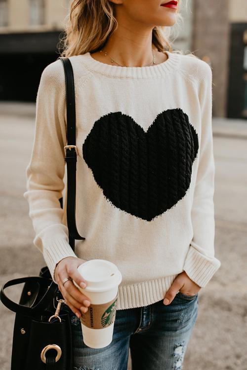 NM Chic Women Love Heart Knitting Sweaters