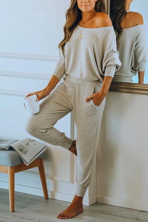 Nikkimoda Batwing Long Sleeves Top and Long Pants Loungewear Set