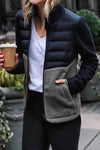 Nikkimoda Stand Collar Fleece Splice Down Coat