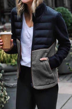 Nikkimoda Stand Collar Fleece Splice Down Coat