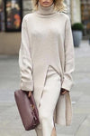 Nikkimoda Turtleneck High Split Pullover Sweater