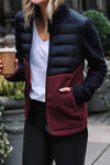 Nikkimoda Stand Collar Fleece Splice Down Coat
