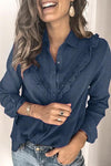 Nikkimoda Elegant Buttons Ruffle Blouse Shirt