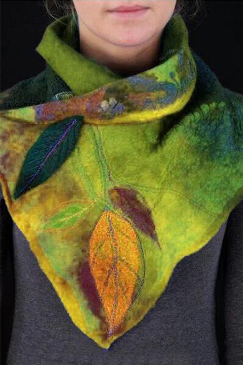 Nikkimoda Elegant Leaf Embroidered Scarf