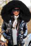 Nikkimoda Faux Fur Collar Hoodied Short Down Coat