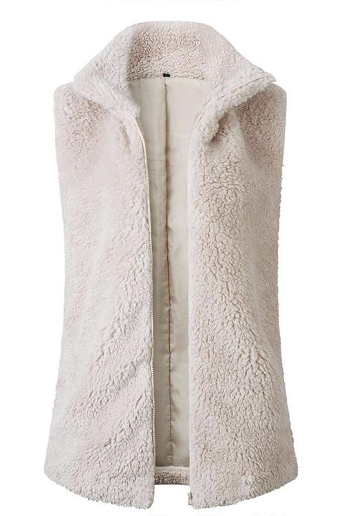 Nikkimoda Caitlin Fleece Solid Zipper Waistcoat