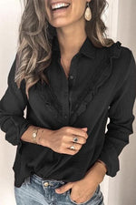 Nikkimoda Elegant Buttons Ruffle Blouse Shirt