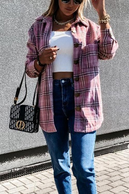Nikkimoda Classic Button Down Boyfriend Plaid Shirts
