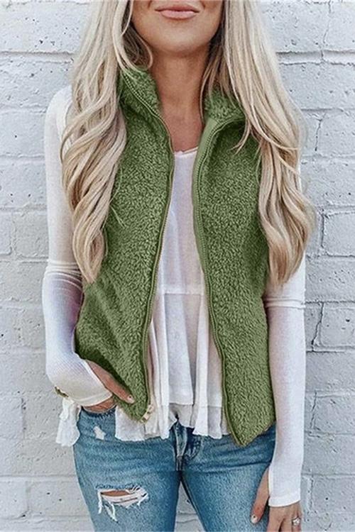 Nikkimoda Caitlin Fleece Solid Zipper Waistcoat