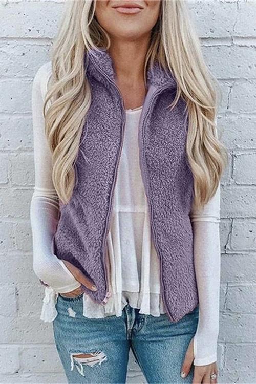 Nikkimoda Caitlin Fleece Solid Zipper Waistcoat
