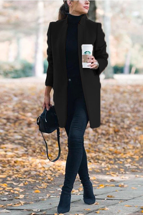 Nikkimoda Ellen Stand Collar Open Front Coat
