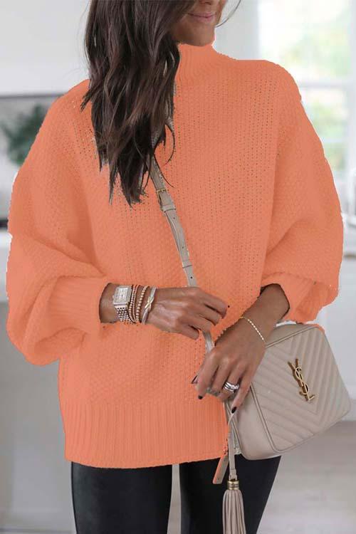 Nikkimoda Turtleneck Batwing Chunky Knit Sweater