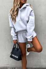 Nikkimoda Elastic Waisted Hoodies and Shorts Tracksuit Sets