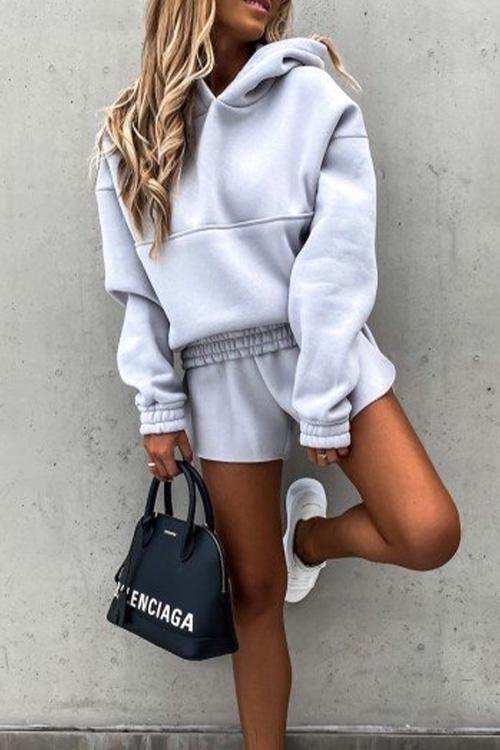 Nikkimoda Elastic Waisted Hoodies and Shorts Tracksuit Sets