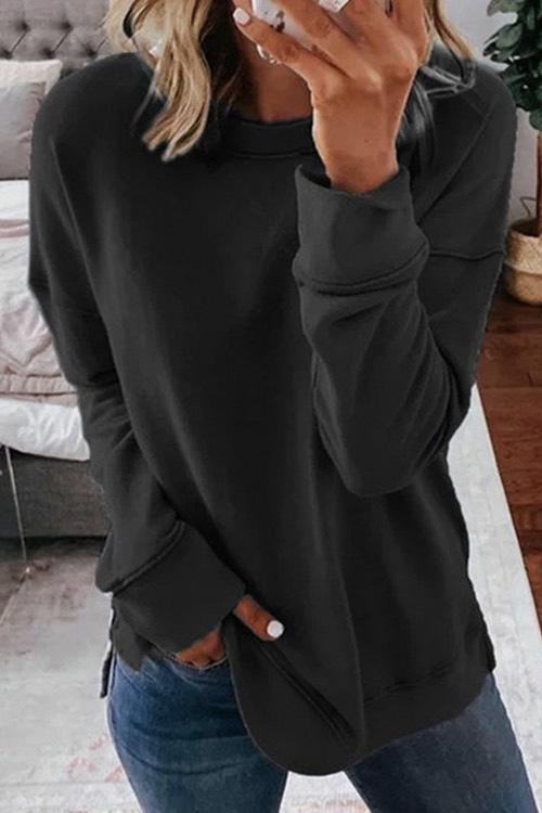 Nikkimoda Candice Crewneck Long Sleeve Solid Sweatshirt