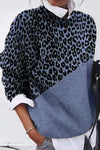Nikkimoda Casual Leopard Splice Pullover Sweater