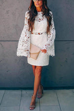 Nikkimoda Kerry Bell Sleeves Hollow Out Lace Dress
