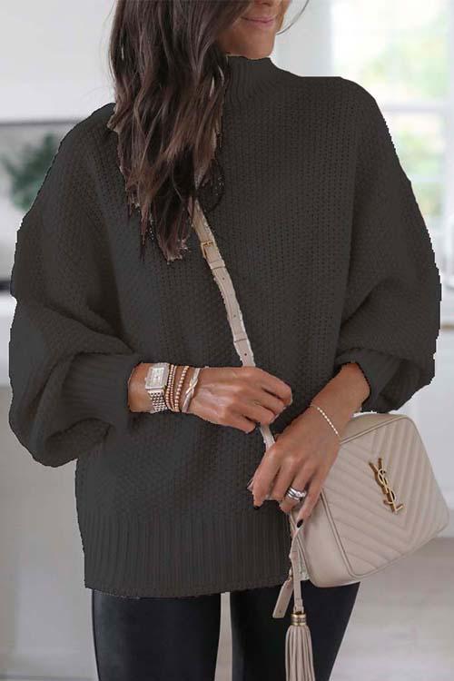 Nikkimoda Turtleneck Batwing Chunky Knit Sweater