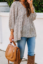 Nikkimoda V Neck Printed Swing Chiffon Tops