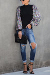 Nikkimoda Sequin Lantern Sleeve Sparkle Blouses