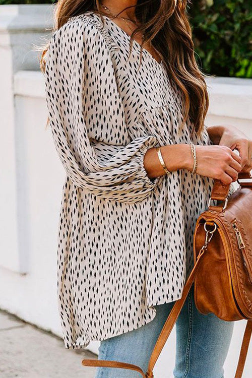 Nikkimoda V Neck Printed Swing Chiffon Tops
