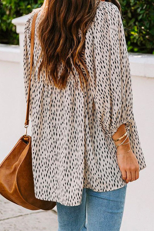 Nikkimoda V Neck Printed Swing Chiffon Tops