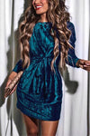 Nikkimoda Long Sleeves Velvet Holiday Dress(in 4 Colors)