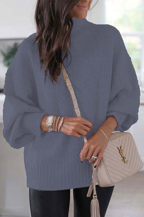 Nikkimoda Turtleneck Batwing Chunky Knit Sweater