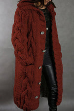 Nikkimoda Button Down Cable Knit Long Thick Cardigan