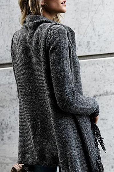 NM Cowl Neck Tassel Irregular Sweater