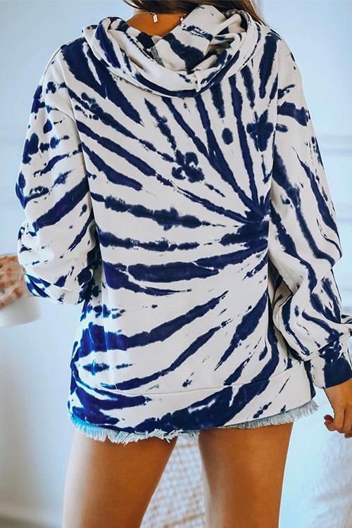 Nikkimoda Tie Dye Drawstring Hoodied Sweatshirt