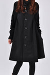 Nikkimoda Turtleneck Buttons Knit Splice A-line Coat