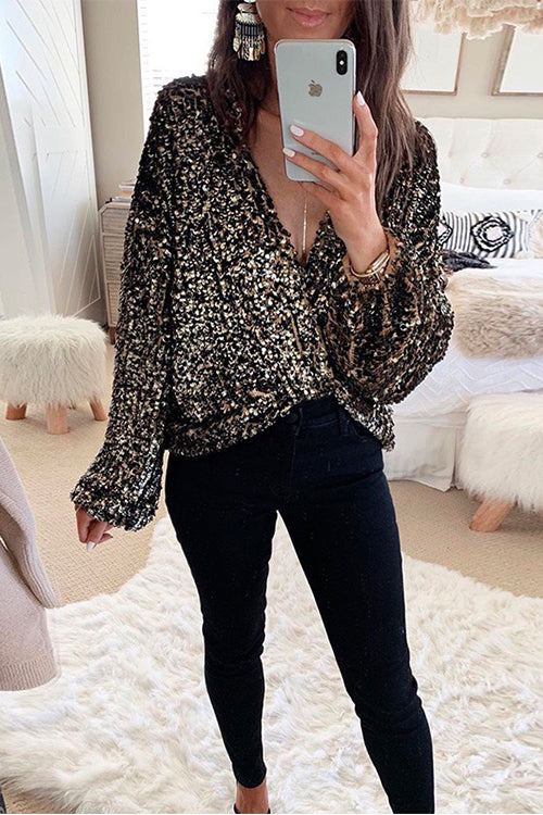 Nikkimoda Open Front Casual Sequin Shirt