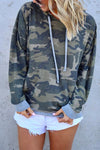 Nikkimoda Camo Splice Drawstring Hoodied Sweatshirt